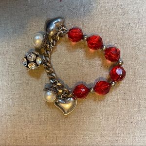 Red jeweled heart bracelet